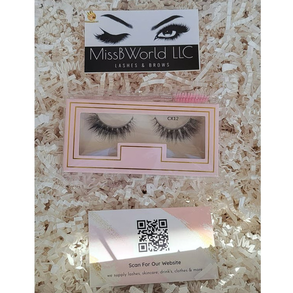 Natural-New Fluffy 100% 3D Real Mink 12-15mm Mix Length Eyelash Strips - Picture 3 of 3